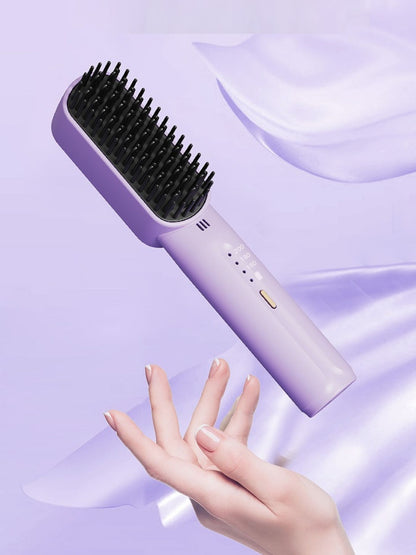 Lilac portable heated straightening comb by Trendsi, compact hair styling tool with heated function for smooth hair.