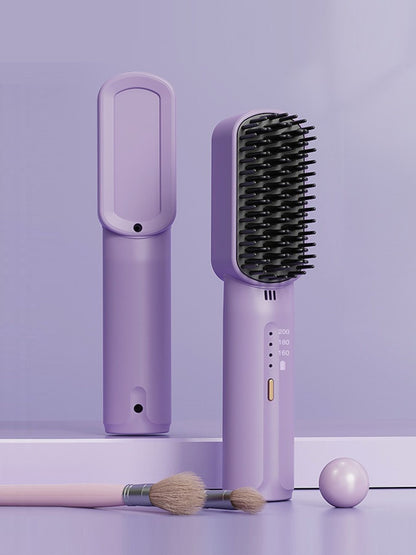 Lilac portable heated straightening comb by Trendsi, compact design for easy hair styling and straightening.