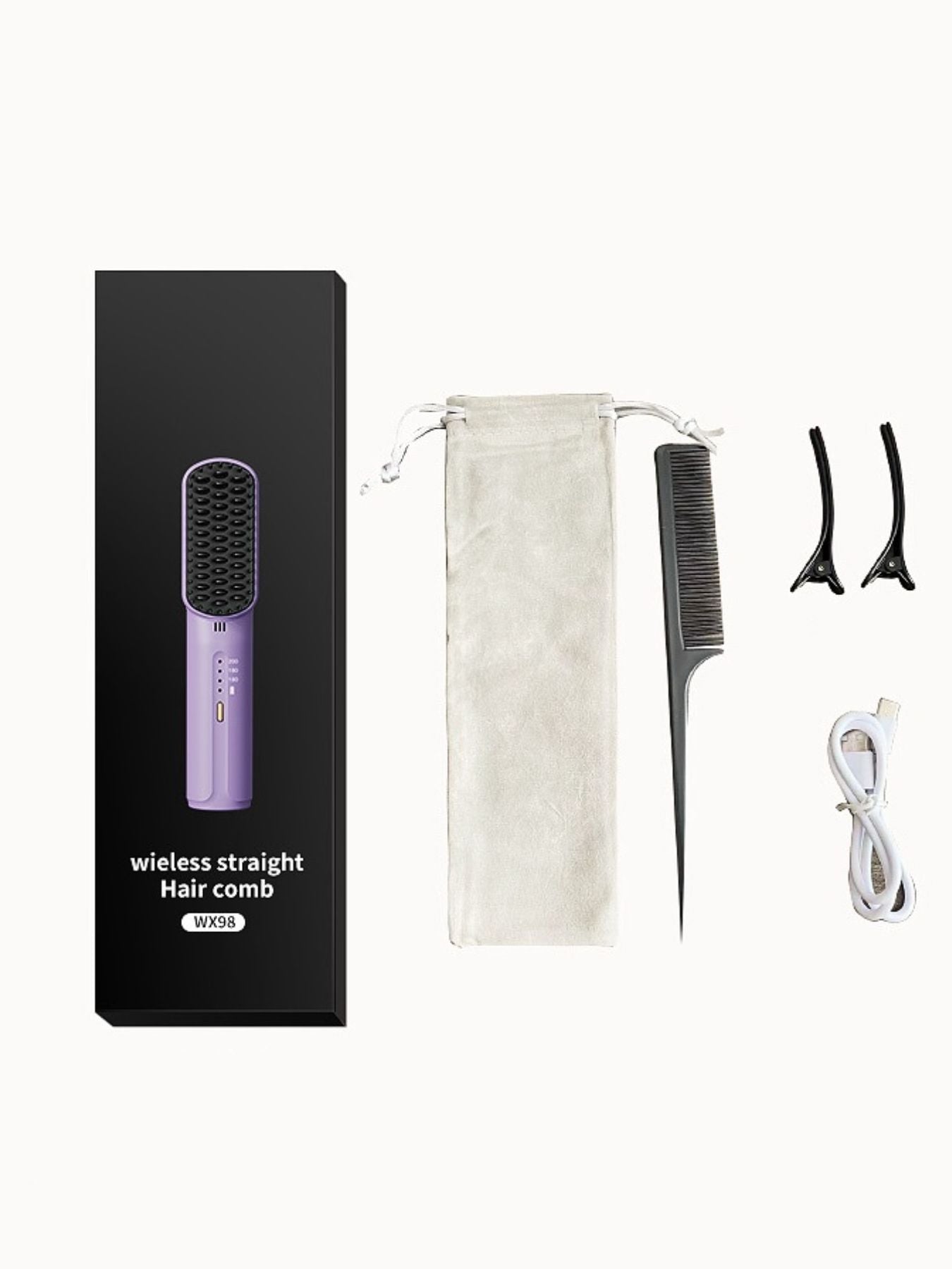 Lilac portable heated straightening comb by Trendsi, compact hair styling tool with adjustable heat for easy straightening.