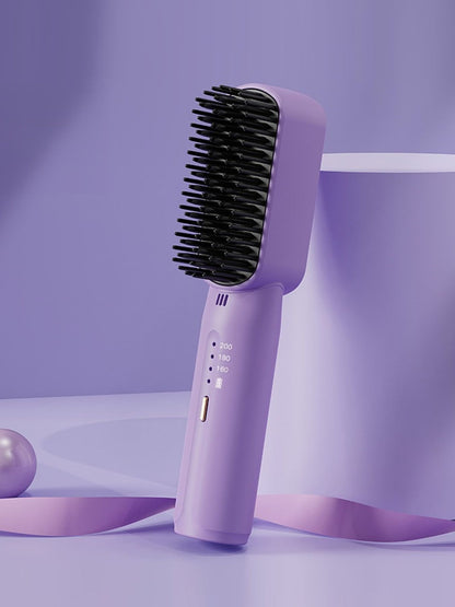 Trendsi portable heated straightening comb in lilac, compact design for quick hair styling and smoothing.