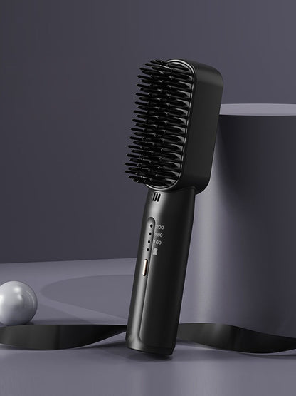 Lilac portable heated straightening comb from Trendsi with a sleek design, perfect for quick hair styling on the go.