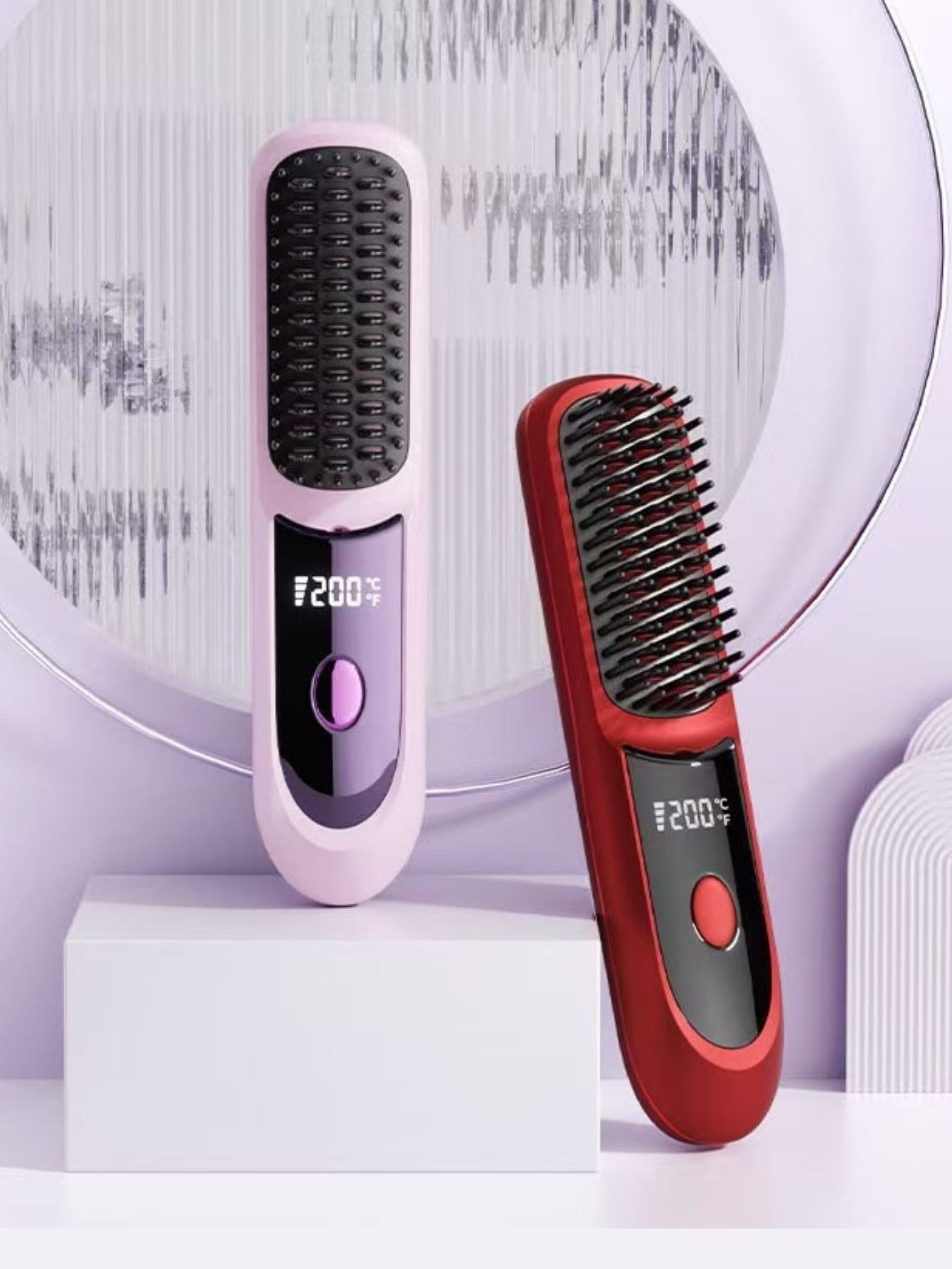 Lilac Trendsi fast heating anti-scald straightening comb with ergonomic design for safe, effortless hair styling.