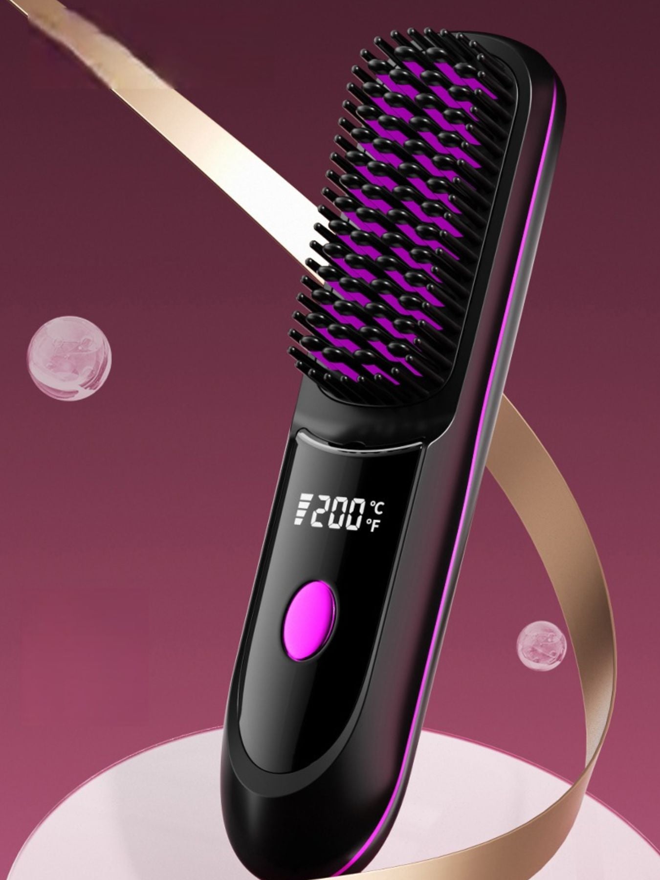 Lilac Trendsi fast heating anti-scald straightening comb with ergonomic design for safe, efficient hair styling.