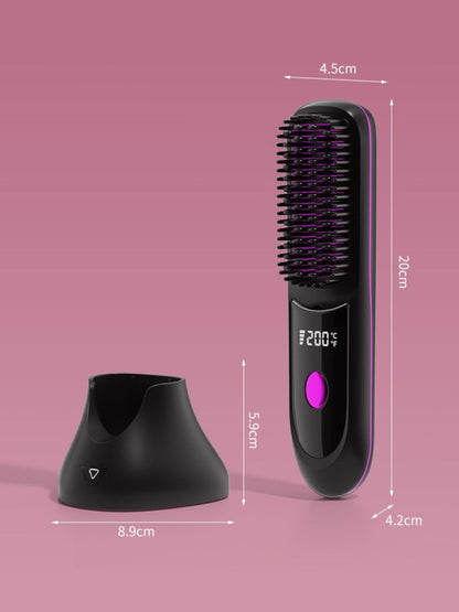 Lilac Trendsi fast heating anti-scald straightening comb with ergonomic handle and heated teeth for smooth, safe hair styling.