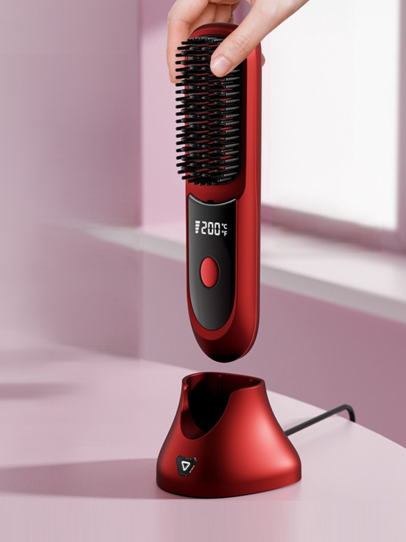 Lilac Trendsi fast heating anti-scald straightening comb for safe, quick hair styling with durable design.