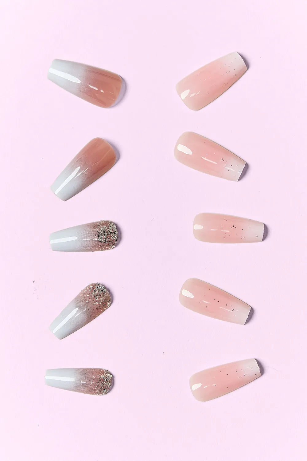 Marbled pink press-on nails by Trendsi, 2-pack set, stylish, one-size design for easy, quick nail beautification.