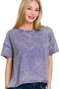 Zenana washed crew neck short sleeve crop box tee by Trendsi, casual cotton top with a relaxed fit and cropped style.