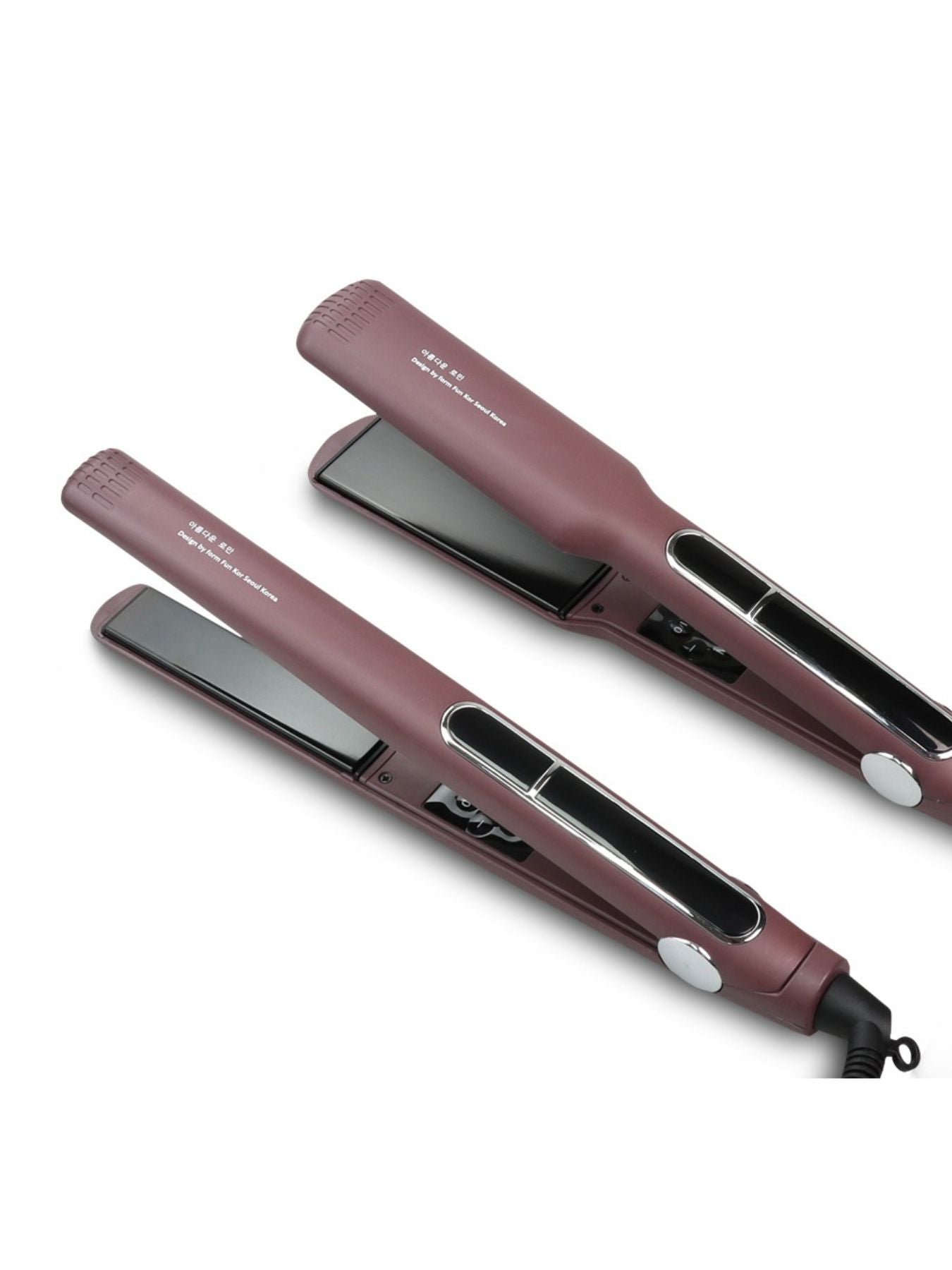Mauve adjustable temperature hair straightener by Trendsi with wide plates and North American plug, suitable for styling hair.