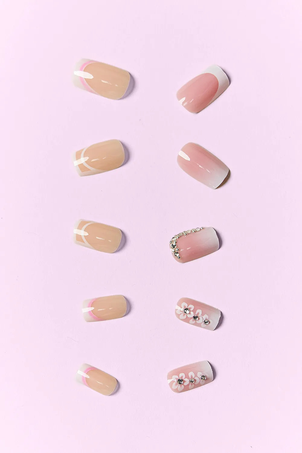 Trendsi SO Pink Beauty press-on nails in two packs, showing glossy, natural pink nail designs on individual nails.