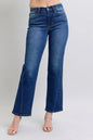 Judy Blue full-size straight jeans with side seam detail and front pockets, featuring a classic denim look and relaxed fit.