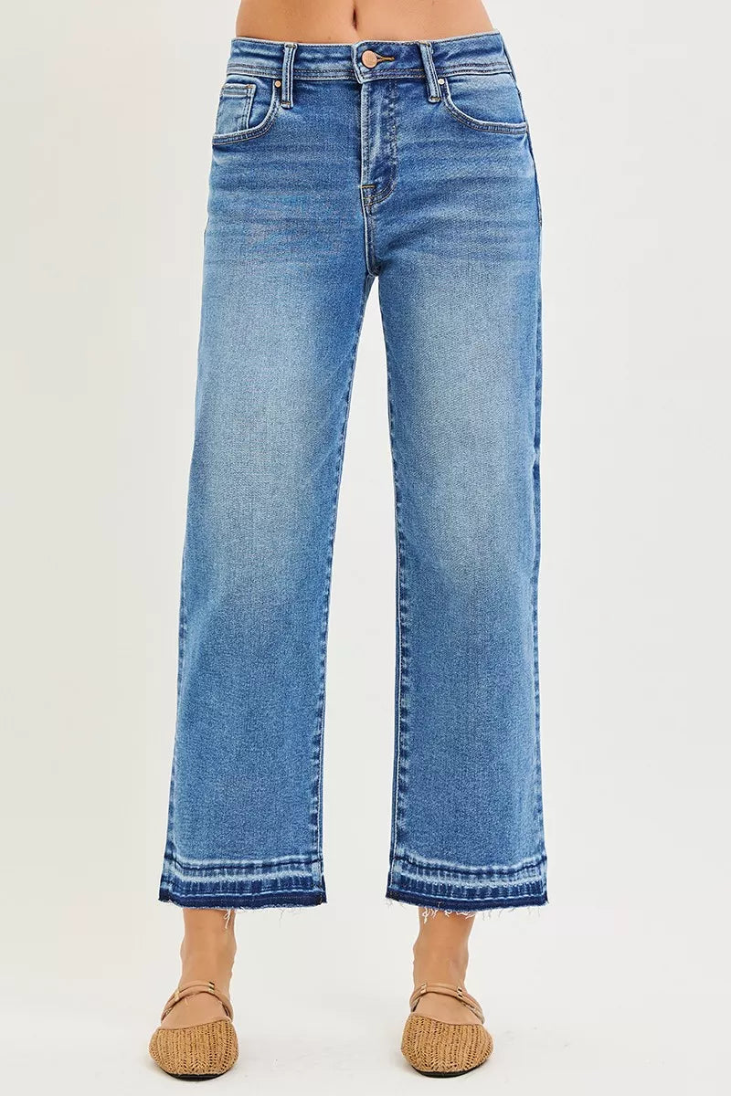 Plus size RISEN full size slouchy cropped boyfriend jeans from Trendsi, featuring a relaxed fit and casual style.
