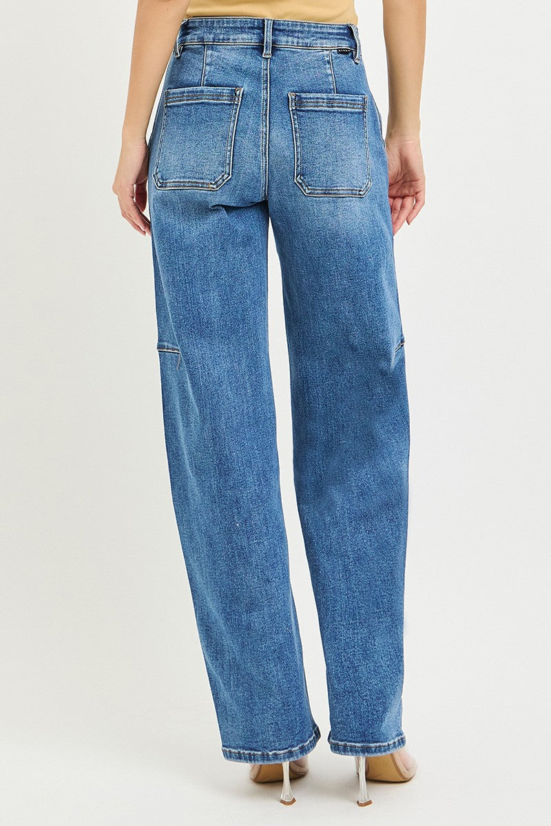 RISEN Slouchy Baggy Jeans by Trendsi featuring relaxed fit, denim material, and casual style, shown on a model.