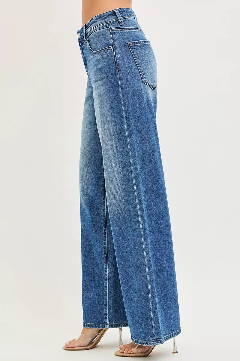 RISEN slouchy baggy jeans with pockets, showcasing relaxed fit and casual style in denim fabric.