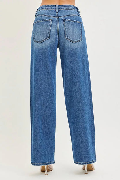 RISEN baggy jeans with a relaxed fit and side pockets, styled in a casual, slouchy look.