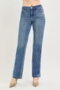 Medium-rise Risen Tummy Control straight pants by Trendsi with 4-way stretch fabric and crease line detail.