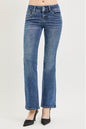 Risen Tummy Control Low Rise Bootcut Jeans by Trendsi showing mid-rise fit, classic denim, and bootcut style on a model.