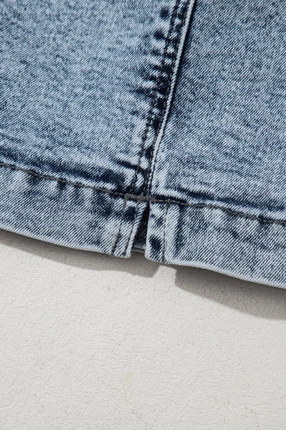 Medium-length denim shorts with a drawstring waist and front pockets, featuring a high-rise fit from Trendsi.