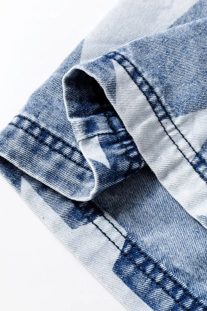 Star print washed high waist wide-leg jeans from Trendsi with drawstring waist, casual streetwear style, and relaxed fit.