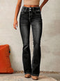 Medium wash Cat Whisker Washed Bootcut Jeans by Trendsi featuring a relaxed fit, classic five-pocket design, and subtle fading details.