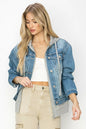 Trendsi RISEN oversized hoodie jacket in medium, featuring a cozy, relaxed fit with a front pocket and adjustable drawstrings.