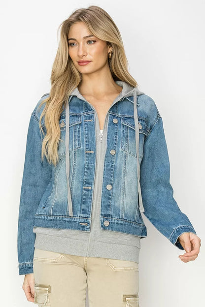 Trendsi RISEN oversized hoodie jacket in medium, featuring a relaxed fit with drawstrings and soft fabric for casual comfort.