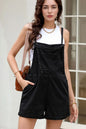 Square neck denim overalls with pockets from Trendsi, featuring a classic fit and casual style, shown on a model.