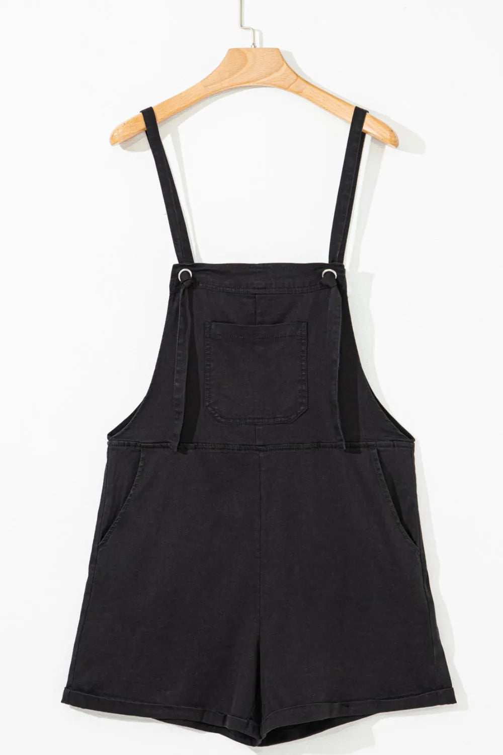 Square neck denim overalls with pockets from Trendsi, featuring a stylish fit and functional front pockets.