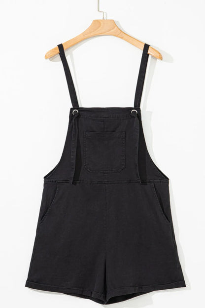 Square neck denim overalls with pockets from Trendsi, featuring a stylish fit and functional front pockets.