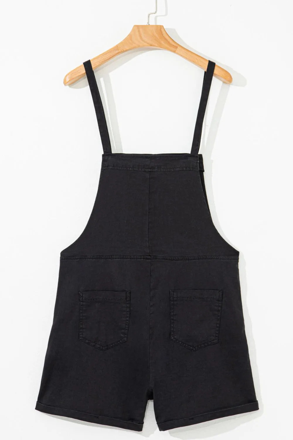 Square neck denim overalls with pockets by Trendsi, featuring a classic fit and casual style, shown on a model.
