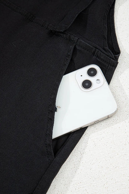 Square neck denim overalls with pockets from Trendsi, featuring a classic fit and adjustable straps in medium wash denim.