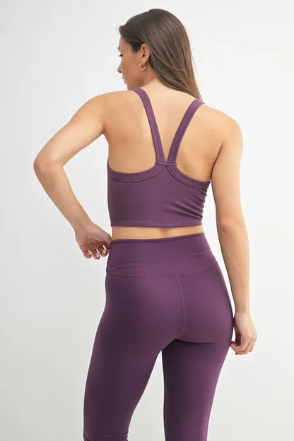Merlot-colored MONO B seamless solid cami top by Trendsi, fitted and sleeveless, with a smooth, stretchy fabric perfect for layering.