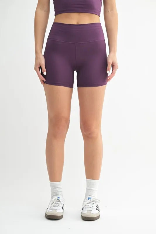 Trendsi MONO B Venice Cloud light contour biker shorts in merlot, featuring a snug fit and lightweight fabric for active wear.