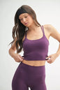 Mono B Venice Cloud Light Crisscross Sports Bra in Merlot, showing front view with crisscross design and supportive fit.