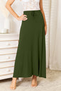 Mocha full-size soft rayon maxi skirt with drawstring waist from Trendsi, featuring a flowing, comfortable design.