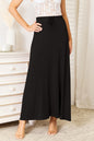 Mocha full-size soft rayon maxi skirt with drawstring waist, stylish and flowy for casual or dressy wear.