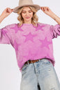 SAGE + FIG Mineral Wash Star Pattern T-Shirt by Trendsi, mauve color, with a moonlit star design, casual and stylish.