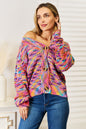 Multicolor angel wings woven V-neck long sleeve cardigan by Trendsi, featuring detailed wing pattern and comfortable fit.