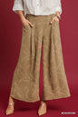 Trendsi Umgee Jacquard Wide-Leg Pants in mushroom color, featuring a textured pattern and relaxed fit.