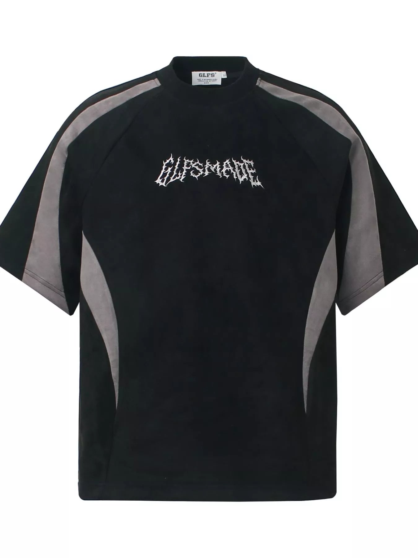Navy blue men's T-shirt with embroidered letter design and round neck, casual fit from Trendsi.