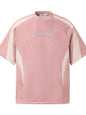 Navy blue men's T-shirt with embroidered letter design and round neckline, stylish casual wear by Trendsi.