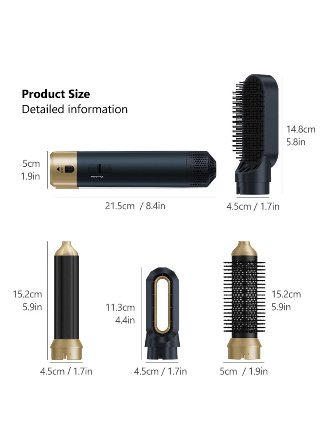 Navy 6-in-1 interchangeable curling iron set by Trendsi with European plug and multiple barrel sizes for versatile styling.