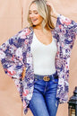 Navy floral print dolman sleeve kimono cardigan by Trendsi, featuring lightweight fabric and relaxed fit.