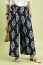 Navy abstract print wide-leg pants by Umgee featuring flowy fabric and relaxed fit for casual or stylish wear.