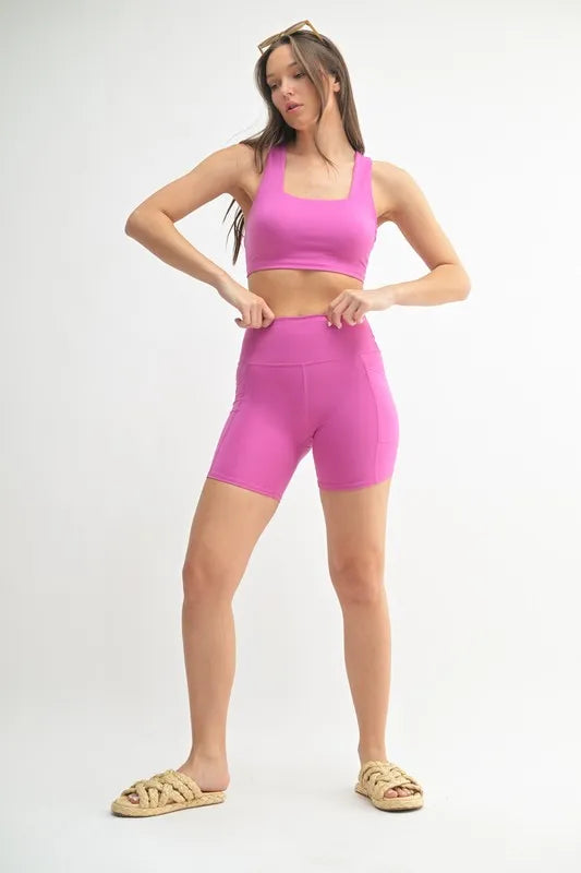 Light blue Venice Cloud sculpt biker shorts by MONO B for a stylish, comfortable fit, featuring a sleek design and high-waisted cut.