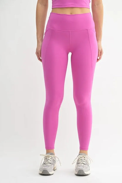 Trendsi MONO B Venice Cloud Light Sculpt high-waisted leggings in orchid color, showcasing their fitted, sculpting design.