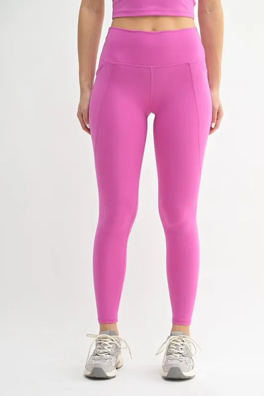 Trendsi MONO B Venice Cloud Light Sculpt high-waisted leggings in orchid color, showcasing their fitted, sculpting design.