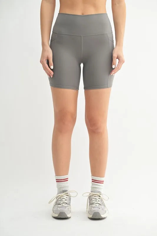 Trendsi MONO B Venice Cloud Light Sculpt Biker Shorts in pewter, featuring a sleek, fitted design for active wear.