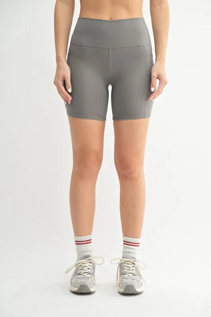 Trendsi MONO B Venice Cloud Light Sculpt Biker Shorts in pewter, featuring a sleek, fitted design for active wear.