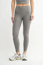 Trendsi Mono B Venice Cloud Light Sculpt high-waisted leggings in pewter, shown with a close-up of the fabric and fit.