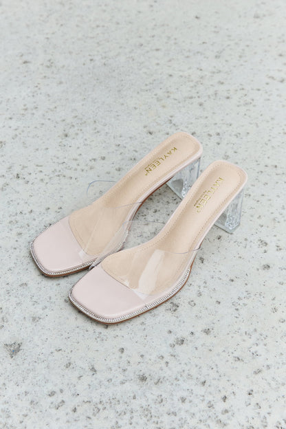 Nude DDK Make Myself Clear mule block heels by Trendsi, featuring a stylish open-toe design and sturdy block heel.
